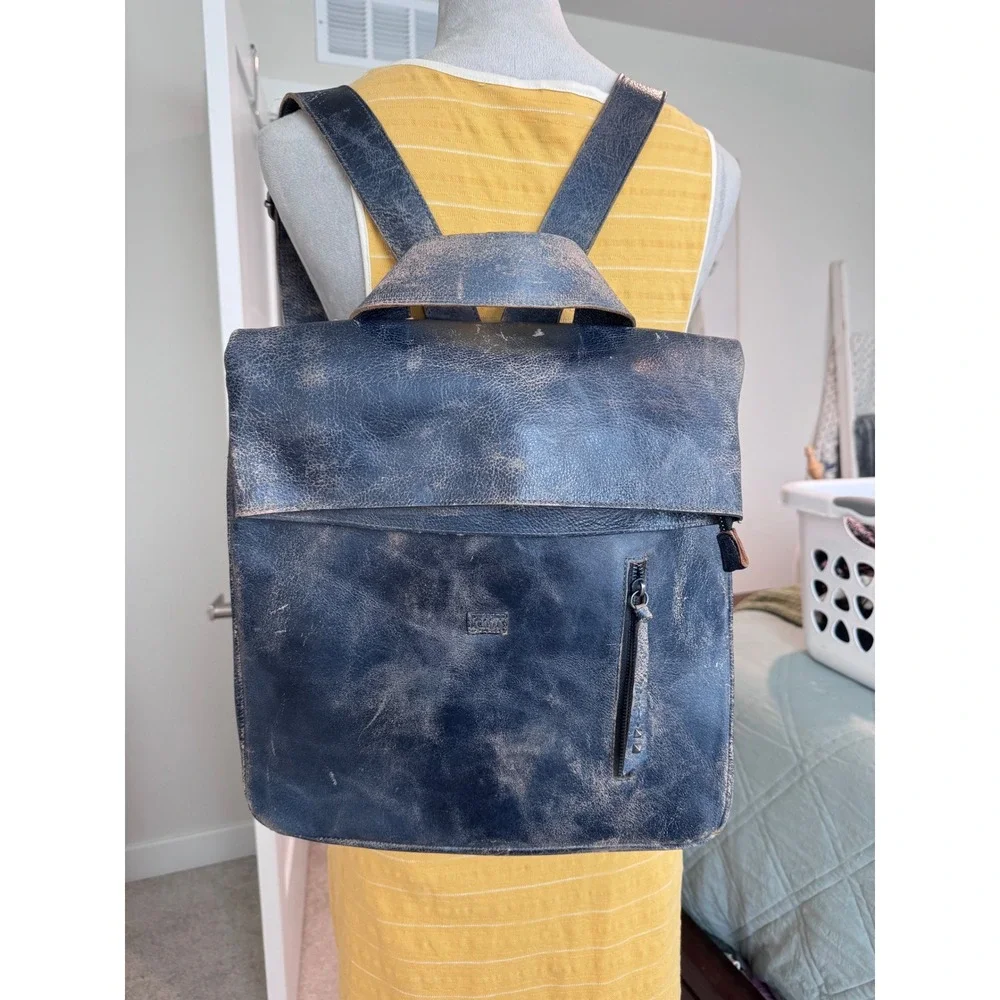 Bed Stu free people Howie Backpack Cobalt Lux blue navy Distressed Leather Bag